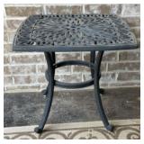 Black cast aluminum side table, 22 inches tall x