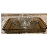 Vintage Amber PYREX Corning glass Baking pan 15in