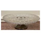 Vintage Glass Cake Plate with Pedestal Base 3.5