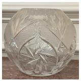 Heavy clear cut crystal rose bowl featuring deep