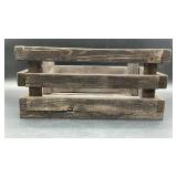 Handmade dark wooden crate. 10in wide x 15.5in