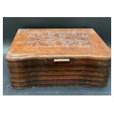 Vintage Hand-Carved Wooden Keepsake Box with