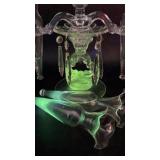 Vintage UV GLOW clear Glass Three-Light Epergne