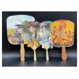 Lot of 4 Vintage Hand Fans Including 666 Medicine
