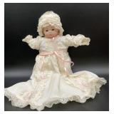 Vintage Porcelain Baby Doll in Lace Christening