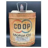 Vintage CO-OP Motor Oil 5 Gallon Metal Oil Can,