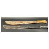 Lot of 2 Vintage Machetes Brush Clearing Knives,