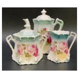 Vintage German Porcelain teapot, Creamer &