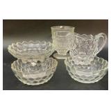 Vintage Assorted Pressed Glass Serving Pieces, UV