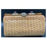 Vintage Wicker Handbag Purse with Lucite Handles