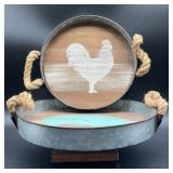 2  Rustic farmhouse Galvanized Metal Serving