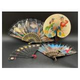 Lot of 4 Decorative Folding Hand Fans Including