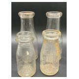 Vintage Embossed Glass Milk Bottles, One Pint  J.