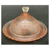 Vintage Pink Depression Glass Covered Strawberry