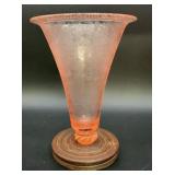 Vintage Pink Satin Depression Glass Floral Etched
