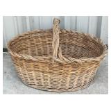 Vintage Handwoven Oval Wicker Gathering Basket