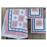 Vintage Pink & Blue Patchwork Baby Quilt