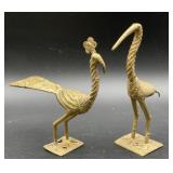 Vintage Cast Brass African Tribal Bird Sculptures