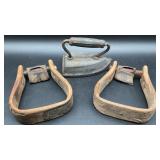 Antique Cast Iron Sad Iron 6.5 in long Pair of