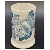 D.R. & Co. Blue Transferware Flower Frog Vase, 4'