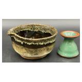 Shape Shift Pottery Bud Vase and Signed Stokes