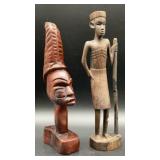 Pair of Hand Carved African Tribal Wood