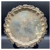 Vintage Silverplated Round Serving Tray Victorian