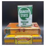 Vintage Quaker State Motor Oil 1 Quart Tin Can w/