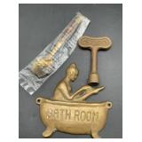 Vintage solid brass bathroom wall mounting sign
