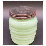 Vintage Jadeite Green Milk Glass Ribbed Storage