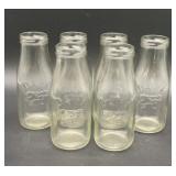 Vintage Dairy Embossed Glass Milk Bottles, 6