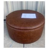 New Round Faux Leather Storage Ottoman w/ Lift