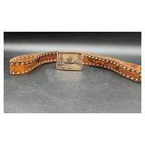 Custom Tooled Leather Western Belt Size 40 with