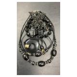 Vintage Black Glass & Lucite Jewelry Lot with
