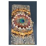 Vintage Feather Art Peacock Eye Clutch Purse with