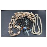 10 Handmade necklaces.  Wire-wrapped metal cross