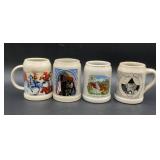 Vintage Stoneware Beer Steins and Mug Lot of 4,