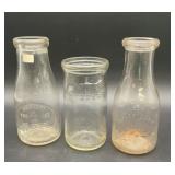 Vintage One Pint Embossed Glass Dairy Bottle &