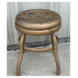 Vintage Industrial Metal Shop Stool, 17 inches
