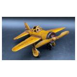 Vintage Folk Art Metal Toy Airplane with Spinning