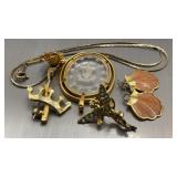 Vintage gold tone Crown Trifari necklace pendant,