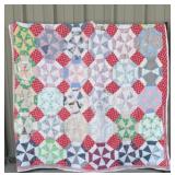 Vintage Hand-Stitched Mosaic Pinwheel Patchwork