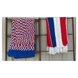 2 Handmade Crocheted Patriotic Red White & Blue