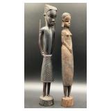 Pair of Hand Carved African Tribal Ebony Wood