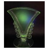 UV GLOW Vintage Heisey Glass Fan Vase with Footed