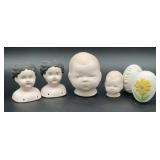 Vintage Ceramic Doll Head Molds & Decorative