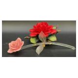 Vintage Red and Pink Rose Floral Sculpture with