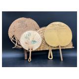 Lot of Vintage Woven Straw & Bamboo Hand Fans