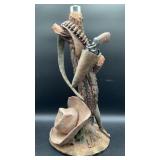 Western Cowboy Revolver Sculpture with Hat,