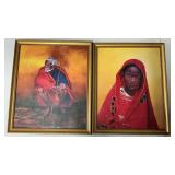 Pair of Framed African Portrait Prints on
